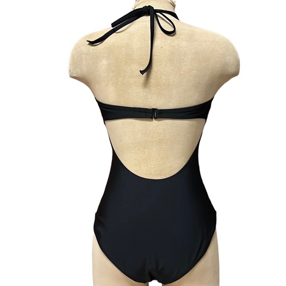 Old Navy Swimsuit Black One Piece Halter M Medium - Picture 2 of 5